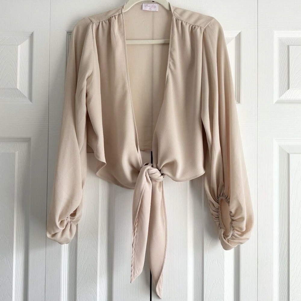 Pink Lily Drapey Tie-Front Top Size Small/Medium